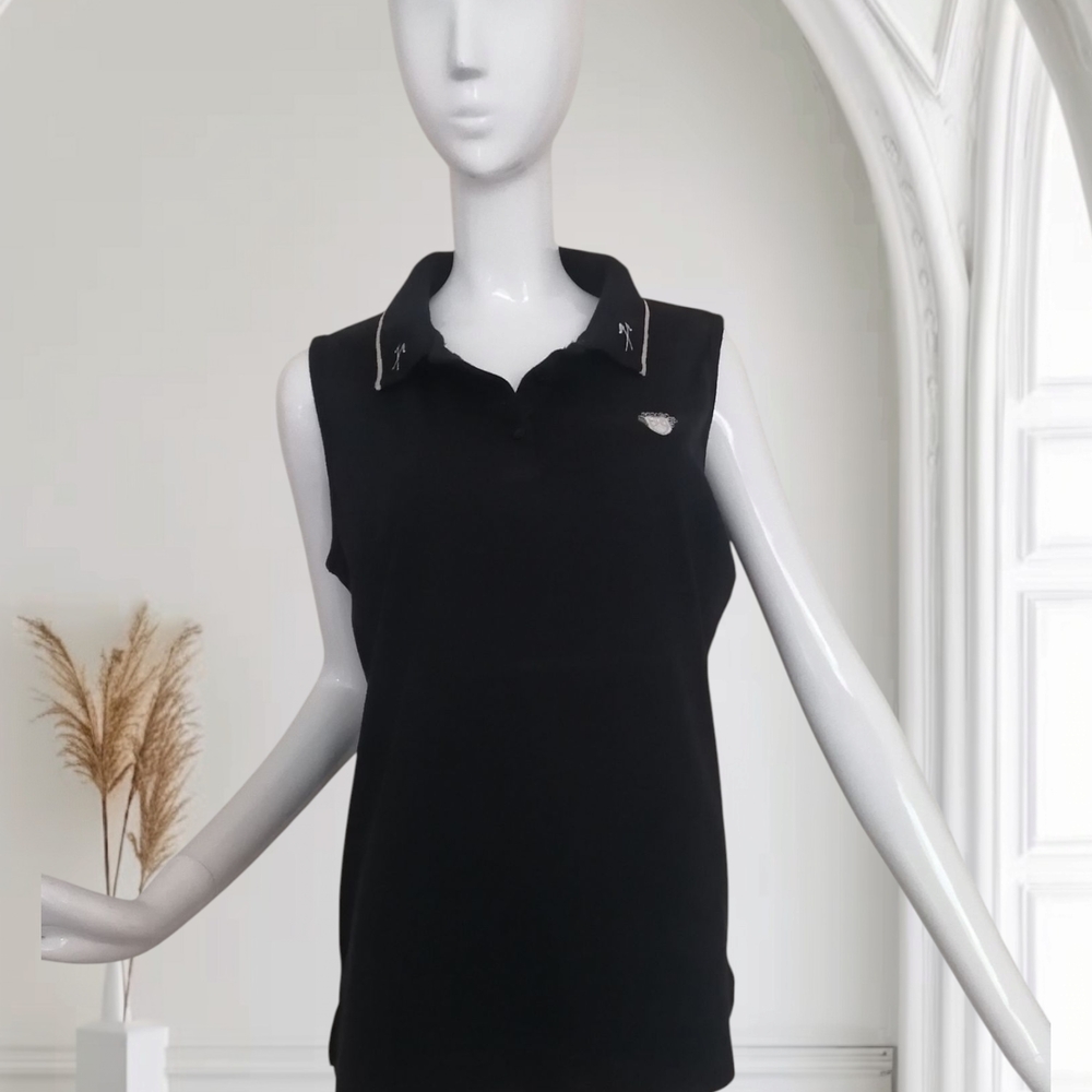 Allyson Whitmore Black Fitted Polo Tank Top